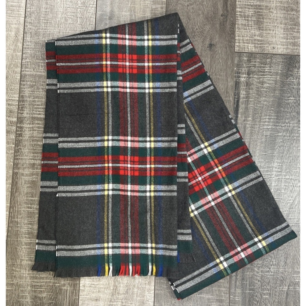 Unisex Vintage Gap Plaid Scarf ‎ Holiday 2019 Gray Red Green Yellow 80"